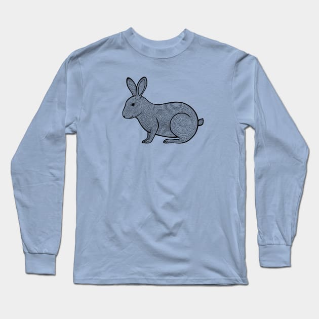 Rabbit Ink Art - hand drawn detailed animal design Long Sleeve T-Shirt by Green Paladin